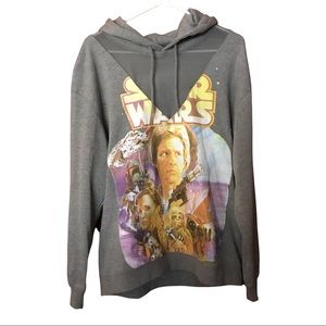 Star Wars Women’s Unique Mesh Gray 70s Graphic Hoodie Sweatshirt XL